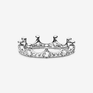 Clear Sparkling Crown Ring - silver size 7